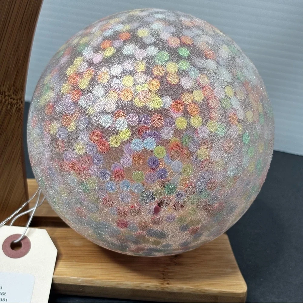 New Anthropologie Glass Frosted Sequin Filled Globe Ornament 5”